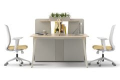 Akr Ofis Pen Etajerli İkili Workstation