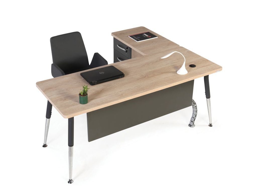 Akr Ofis Boomerang Etajerli Çalışma Masası