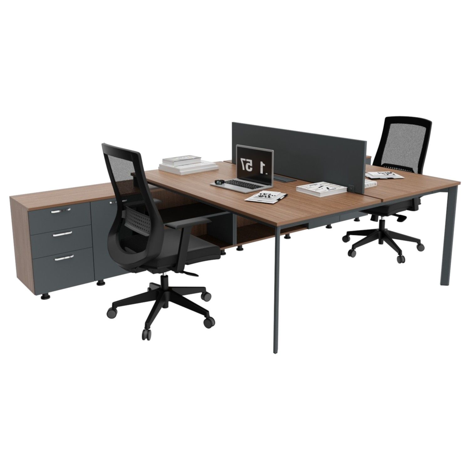 Akr Ofis  Corner İkili 320 Cm Alt Etajerli Çalışma Masası Workstation