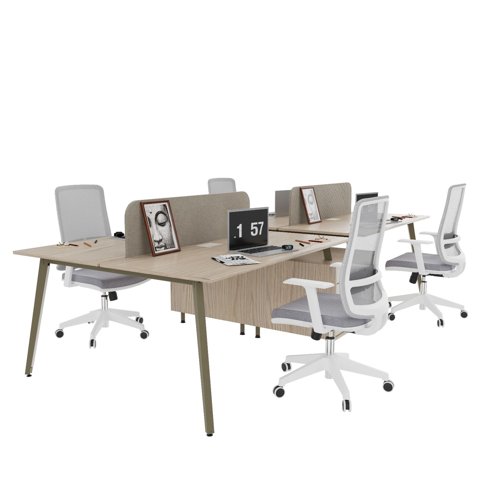 Akr Ofis Kip Kesonlu Dörtlü Workstation