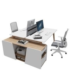 Akr Ofis Woody İkili Etajerli Workstation